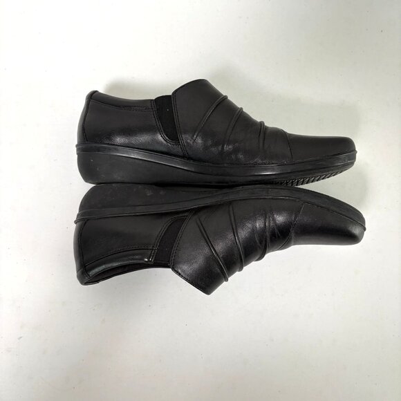 Clarks Collection Slip On Shoes Size 7.5 M Black Leather Casual Everyday Wedge - Picture 6 of 10